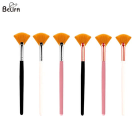 Belifa Private Label pink Black Mini Small Mascara Eyelash Lash Cleansing Fan Shape Makeup Brush and Mask Applicator Fan Brush