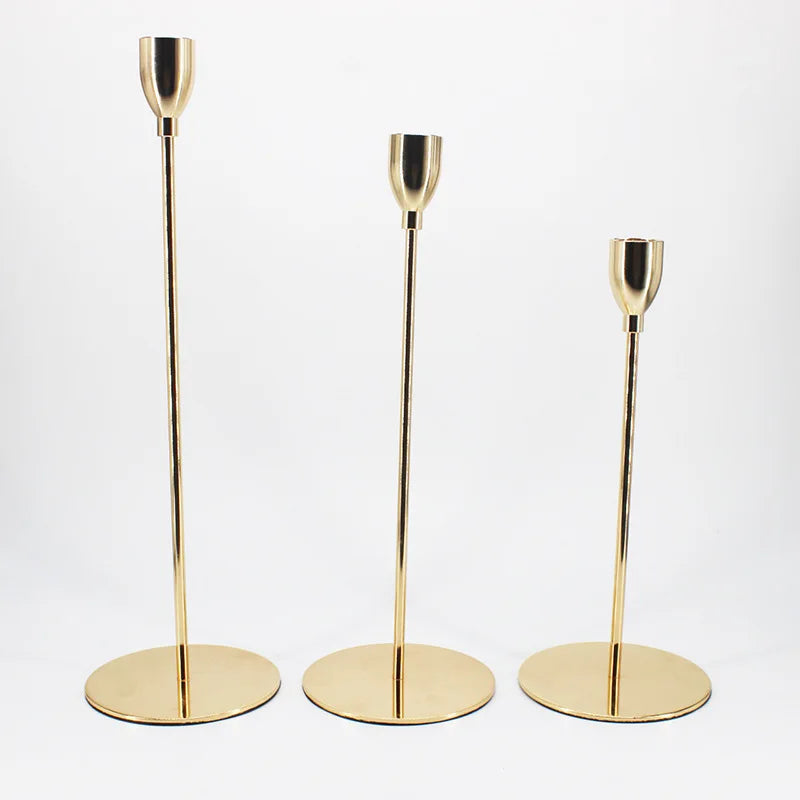 Luxury Gold Geometric Retro Chandelier Candlestick Holder Embossed Metal High Set Handmade Wedding/Christmas Valentine's Day