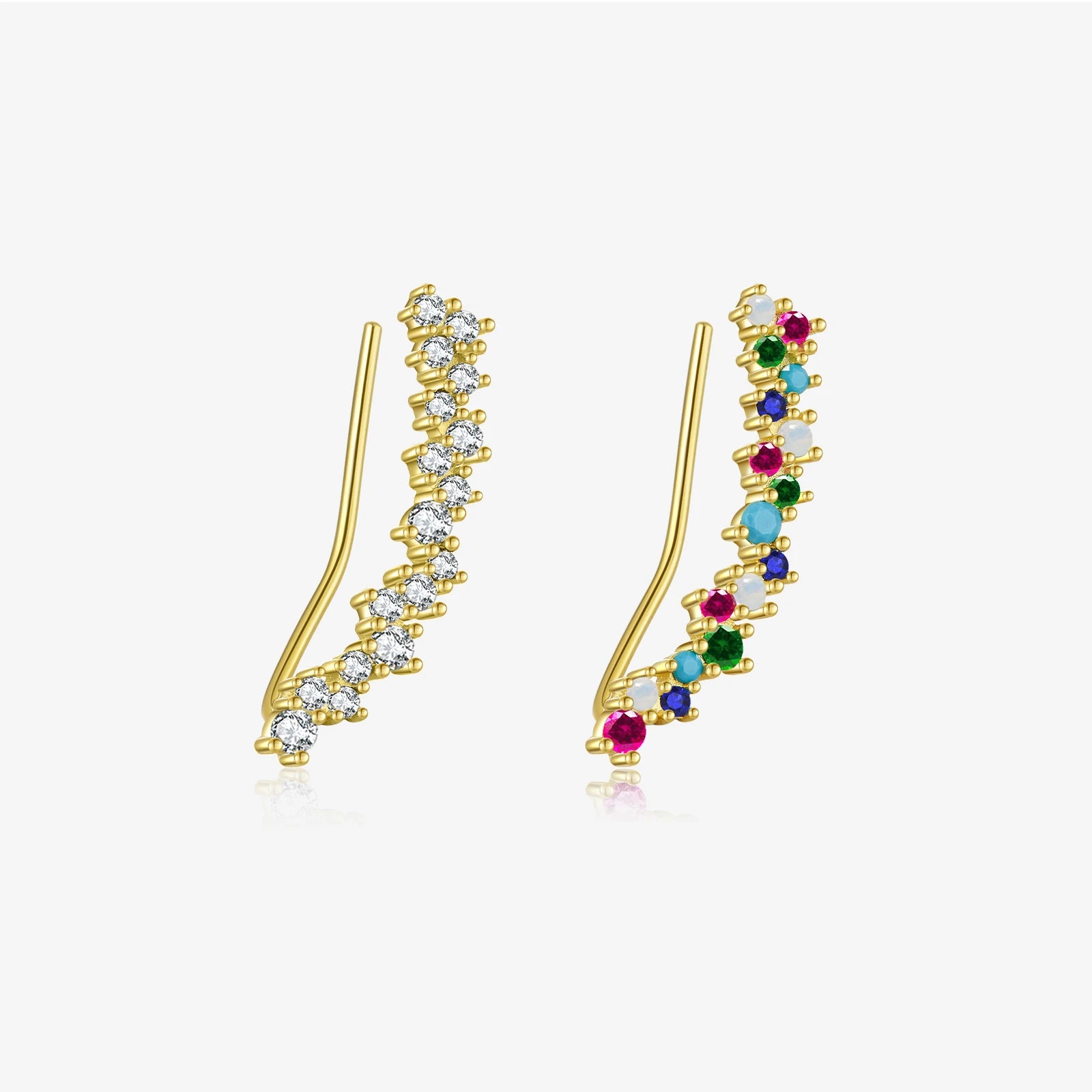 FUAMAY Trendy Gold Plated 925 Sterling Silver Rainbow Zircon Long Drop Earrings for Women-Wedding & Party Gift
