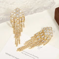Shescity Trendy Elegant Style Gold Plated Drop Earrings Brass Material Zircon Light Luxury Jewelry Women Earrings for Gifts
