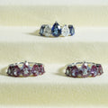 14k Lab Grown Gemstones Cluster Pear Ring Ruby Sapphire Blue Sapphire Colored Band Ring