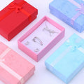 Wholesale Pink Cardboard Jewelry Box Square Shape with Ribbon for Necklace Ring Stud Earrings Packaging