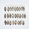 Acrylic Tortoise Oval Shape Keytag Golden Brass Initial Keychain