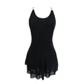 Elegant Long Plain Black Figure Skating Dress for Girls and Kids Expensive Performance Wear for Ice Skating