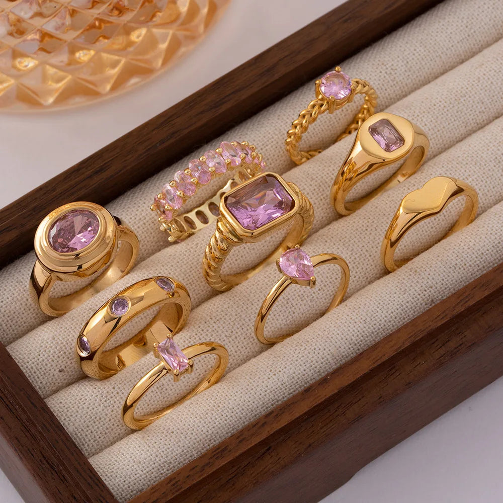 Fashion Personalized Zircon Pink Moissanite Ring Design Engagement Diamond Rings for Women