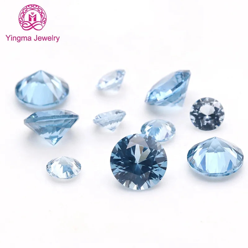All Sizes 3mm 8mm Blue Loose Synthetic Spinel Stones 106# Spinel Shape Wax Setting for Jewelry Making MOQ 100pcs Artificial Gems