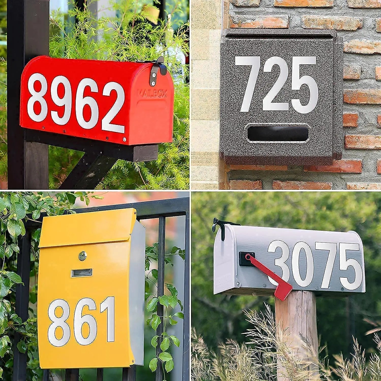 Waterproof Vinyl Self-Adhesive Reflective Mailbox Numbers and Letters Stickers Decals for Signs Door Cars