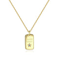 925 Sterling Silver Simple Design Tiny Square Shaped Bar Letter Star Necklace 14K Gold Plated Jewelry Wholesale Link Chain