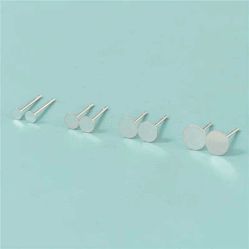 3mm 4mm 5mm 6mm S925 Sterling Silver Cabochon Setting Flat Round Cameo Base Stud Earring for Jewelry Making Findings