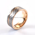 Wholesale 8mm Silver Hammered Tungsten Ring Rose Gold Polished Inner Offset Groove Fashionable Inlay Engagement Party Kids