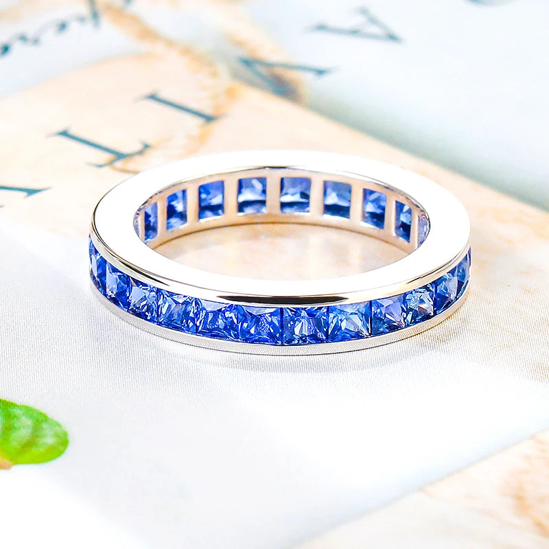 Fashion Jewelry Genuine 18 Carat Gold Natural Gemstone Blue Sapphire Real 18k Gold Engagement Ring for Women