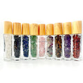 Wholesale 10ml Crystal Craft Gravel Stone Healing Crystals Bamboo Lid Essential Oil Bottle