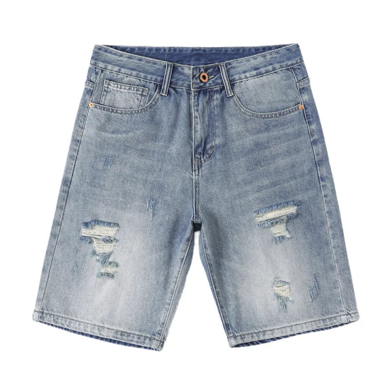Summer New Men's Denim Shorts Casual Straight Fit Men's Denim Shorts