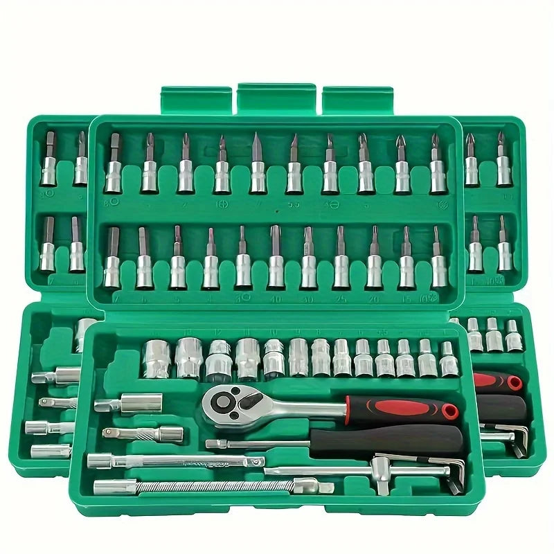 Brand New Professional 46pcs Chrome Vanadium Steel Hand Set Durable Easy Car Motorcycle Repair Wrenches Combination Hard OEM