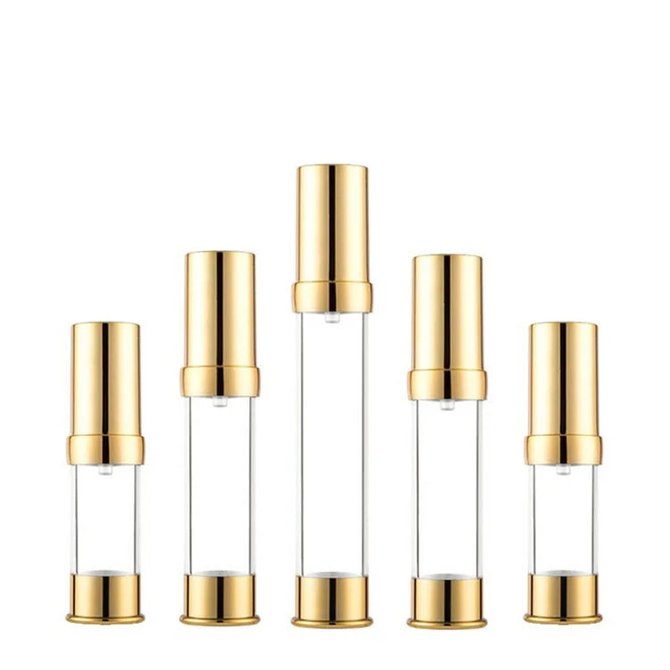 Airless Bottle 15ML 20ML 30ML Gold Silver Vacuum Cosmetic Lotion Pump Portable Travel Bottles