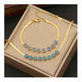 New Arrival Women Stainless Steel Jewelry 18k Gold Plated Enamel Blue Devil Eyes Shaped Necklace