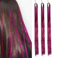 Hair Tinsel Strands Long Straight Hair Extensions Party Highlight Hair Sparkling Shiny