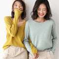New Soft Silk Base Knitted Sweater Wool Blended Cardigan Women's Round Neck V-neck Loose Short Round Neck  Pullover