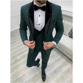 Handsome Green Men's 3 Pieces Set Suits Formal Wedding Tuxedos Blazer Slim Fit Groomsmen Wear Prom Dress Jacket+Vest+Pants