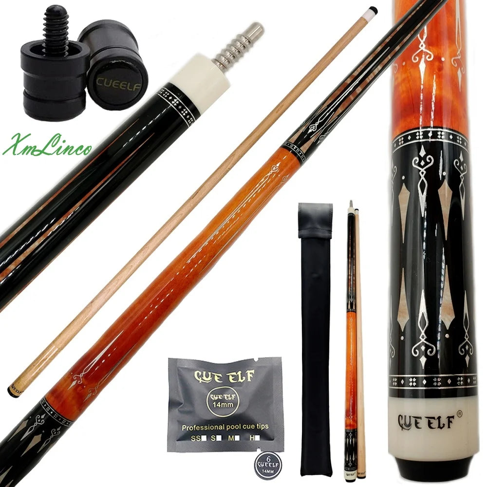 Xmlinco Hot Selling Billiard Pool Cue High Grade Sticker 58 Inches Hard Maple Shaft Stainless Steel Joint 1/2 Split Cue