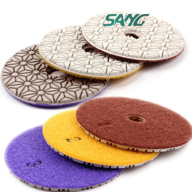4 Inch 100mm 3 Step Resin Bonded Flexible Hand Diamond Polishing Pad for Stone Marble Quartz Stone Wet Grinding