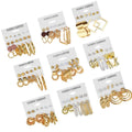 6pcs/set Gold Earrings Square Geometric Vintage Pearl Accessories Fashion Earrings