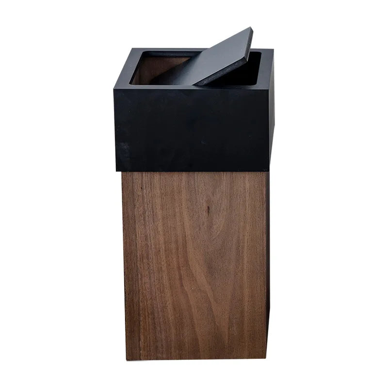 Household Standing Wooden Clamshell Trash Can Paper Basket Storage Bucket for Garbage Eco-Friendly Material