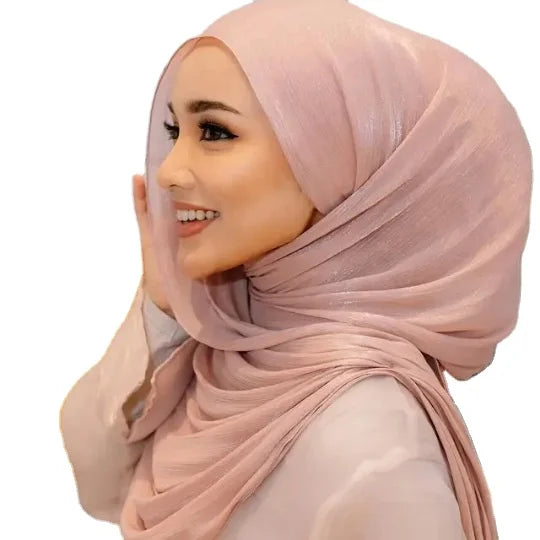 Solid Soft Shiny Silk Scarf Women's Malay Indonesian Long Scarf Headband Sunscreen Shawl Women Scarf Muslim Hijab