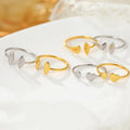 Fashion Jewelry 925 Sterling Silver Ring Geometric Asymmetrical Heart Marquise Eye Shape Gold Plated Rings for Women