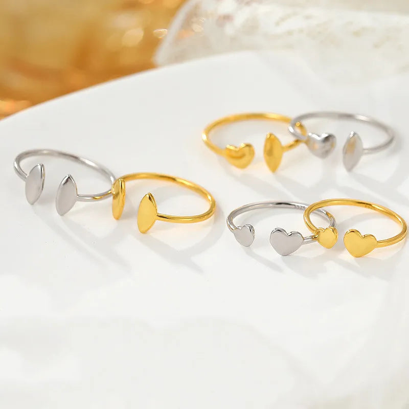 Fashion Jewelry 925 Sterling Silver Ring Geometric Asymmetrical Heart Marquise Eye Shape Gold Plated Rings for Women