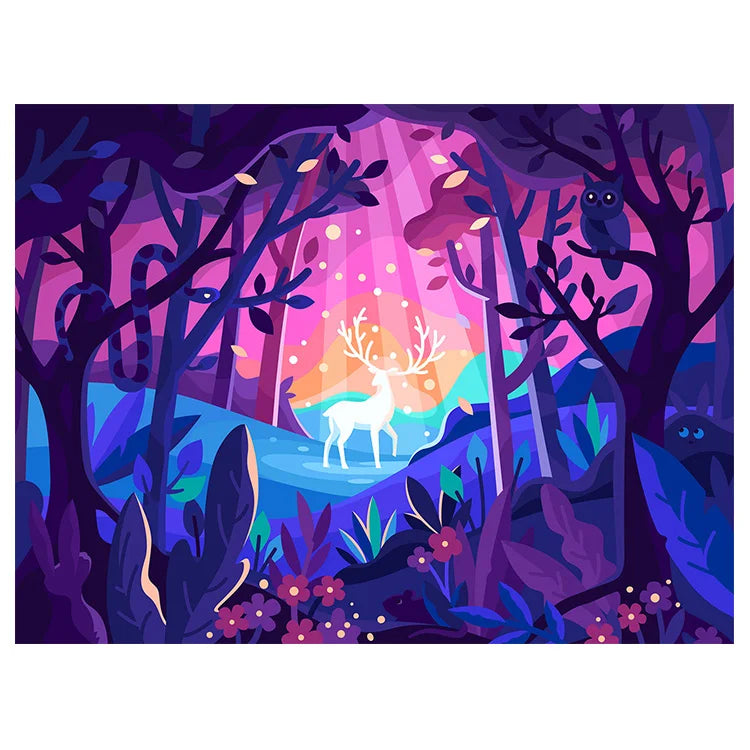 Diamond Painting Embroidery Cross Stitch Room Decoration Colorful Animal Wolf Leopard Cat Fantasy Purple DIY ASF2336