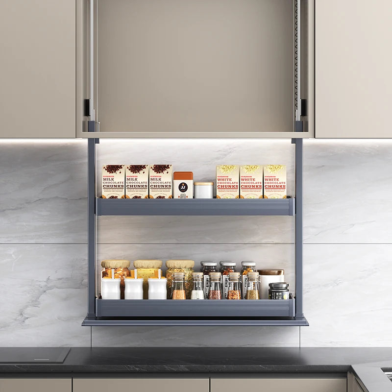 Wholesale Modern Design Home Living Room Kitchen Closet Accessories Smart Electric Lift Cabinet Kitchenware Basket Storage Rack