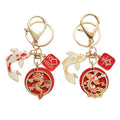 Ethnic Style Dragon and Phoenix Koi Keychain Fashion Enamel Lucky Key Chains Bag Car Key Pendant Couples Gifts Chinese Keychains