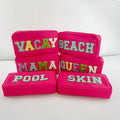 Wholesale Custom logo Travel Makeup pink Cosmetic Printed Zippered Fabric Women Toiletry Patch Mini Nylon Pouch Bag with Zipper