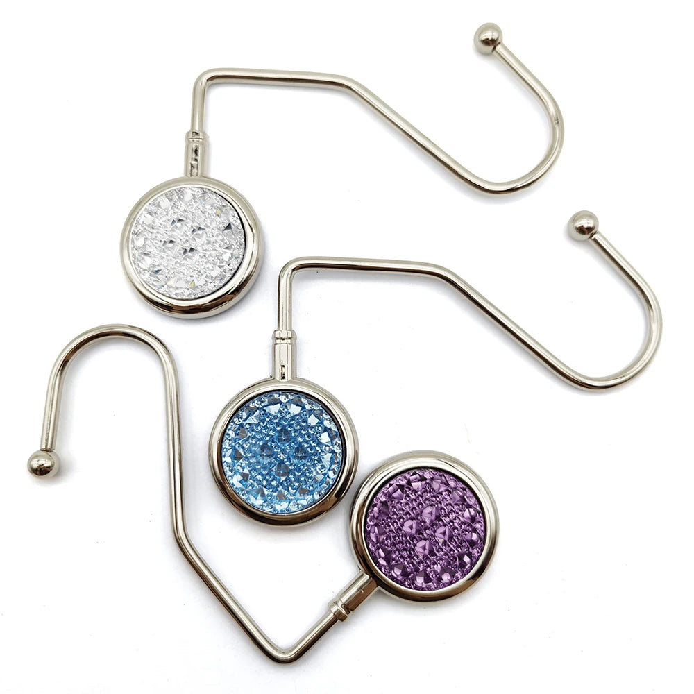 Various Colors of Resin Stone Gold Silver Metal Purse Hook Bag Holder Table Bag Hanger Handbag Keychain Hooks