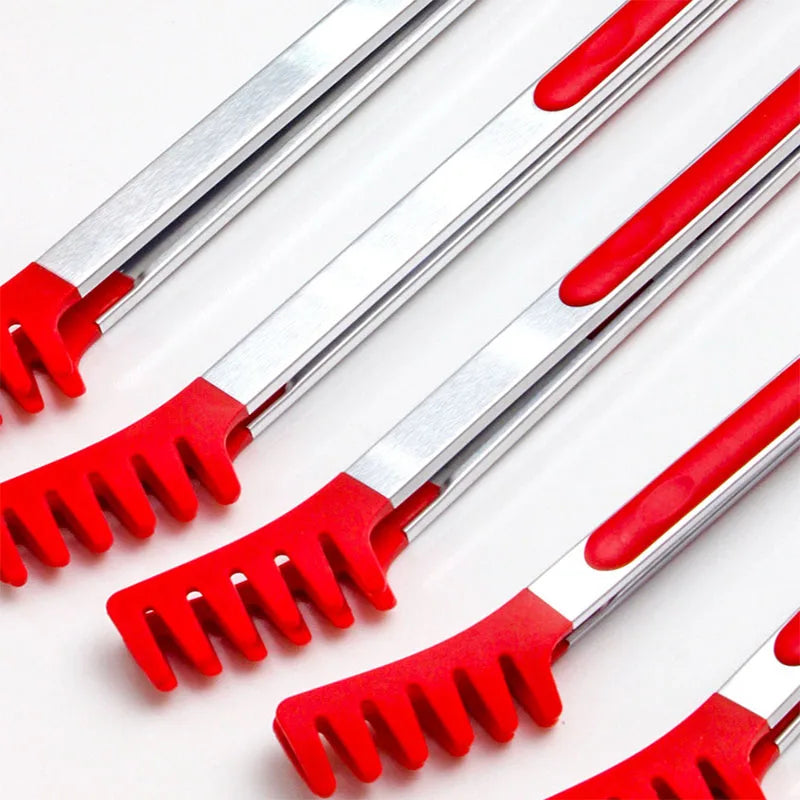 7" 9" 12" 14" Silicone Kitchen Cooking Tongs Comb Shaped Spaghetti Tongs Noodles Pasta Clip