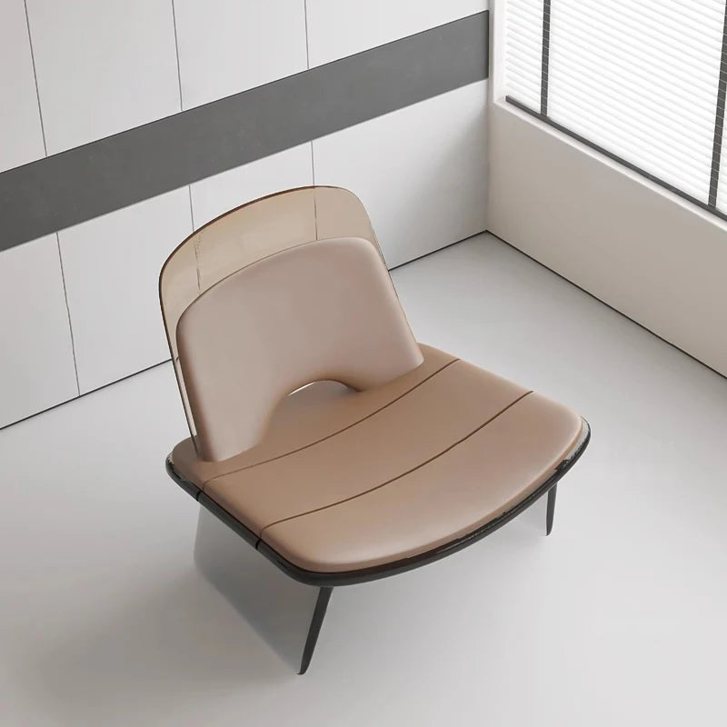 Nordic Design Brown Leather Recliner Modern Leisure Lounge Accent Sofa Chair for Home Bedroom or Apartment for Hotels