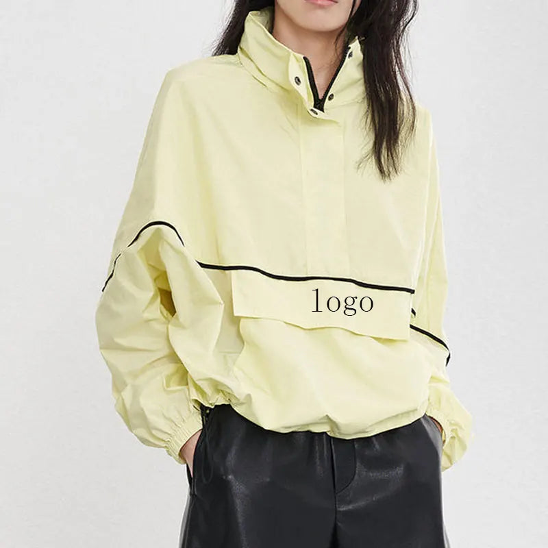 Fashion New Products Half Zipper With Drawstring Sports and Leisure Running Sunscreen Jacket for Women