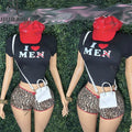 Y2K Fashion XS 2 Piece Set Women Round Neck Short Sleeve Graphic T Shirts and Bow Leopard Shorts Outfits