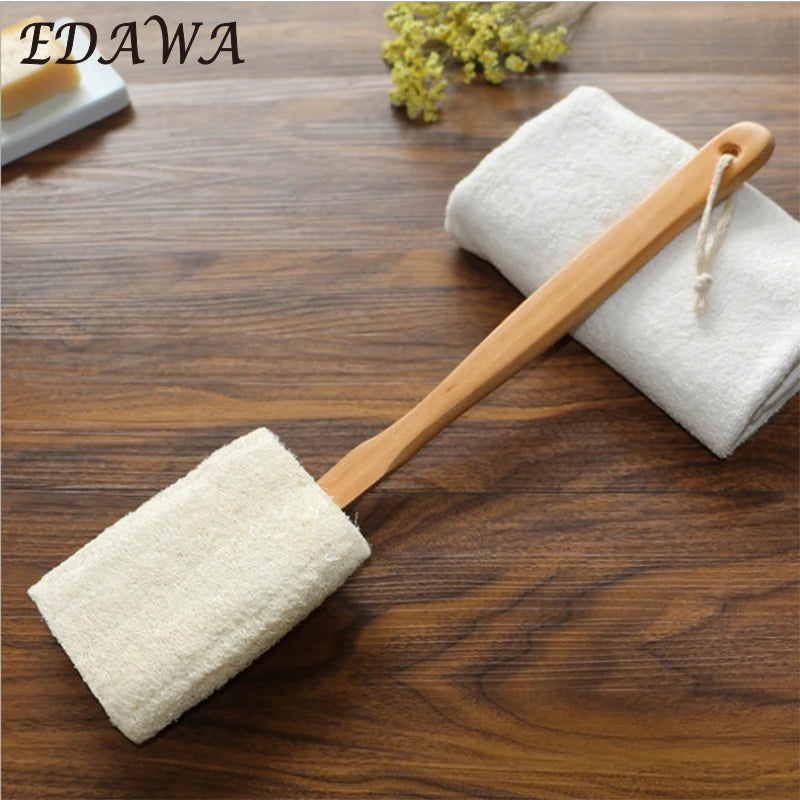 High Quality Detachable Natural Loofah Bath Brush Fashionable Wood Handle Cellulite Removal Scrubber