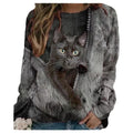 Plus Size 5XL Ladies 3D Cartoon-Cat Print T Shirt Women O-Neck Long Sleeve Loose T Shirts New Spring Casual Oversized Tops 2022