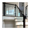 Customized Black Coating Stainless Steel and Glass Balustrade Handrail for Indoor Use for Stairs Villas or Malls