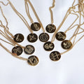 Original Design 18K Gold PVD Plated Disc Zodiac Sign Pendant Necklace  Birthday Gift
