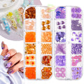NEW 12 Gird Box Rhinestone Pearl Soft Clay Mixed Nail Accessories 3D Resin Nail Charms Nail Art Decorations