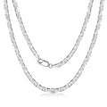 RINNTIN SC78 Italian Solid 925 Sterling Silver 5.0mm Flat Mariner Chain Necklace for Women Men