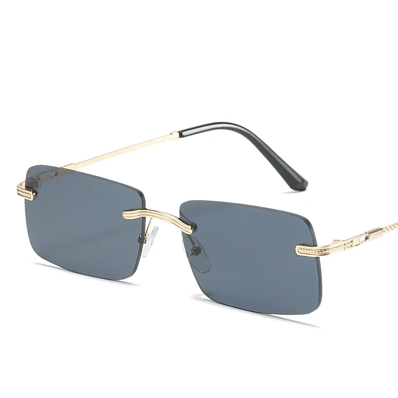 2026 Luxury Metal Rimless square Man Sunglasses Brand Designer Women Vintage Clear Eyewear