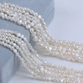 Natural White 4-5/5-6mm Baroque Shape Loose Freshwater Pearls Short Strands 7" with Side Hole for DIY Jewelry Making