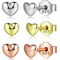925 Sterling Silver Petite Plain Hearts Stud Earrings with Zircon for Women S925 Brand Fine Jewelry PAS441