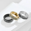 Fashion Viking Triangle Knot Meditation Ring Handmade Stainless Steel Decompression Popular Nordic Norway Style Rotary Steel