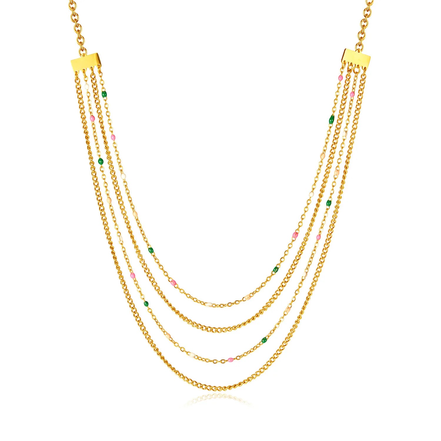 Wholesale Unisex Stainless Steel Trendy French Style Collarbone Chain Gold Plated Classic Pendant Necklace for Parties